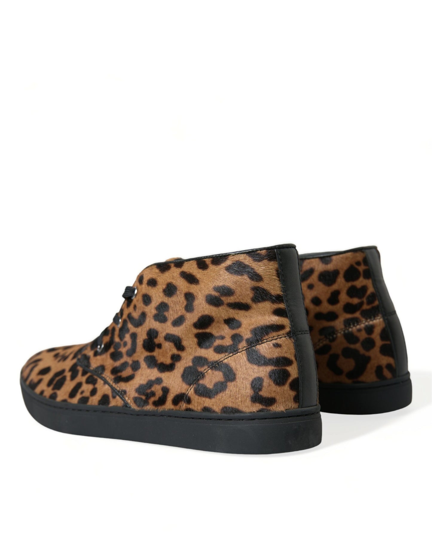 Zapatillas Dolce & Gabbana de piel de potro con estampado de leopardo marrón