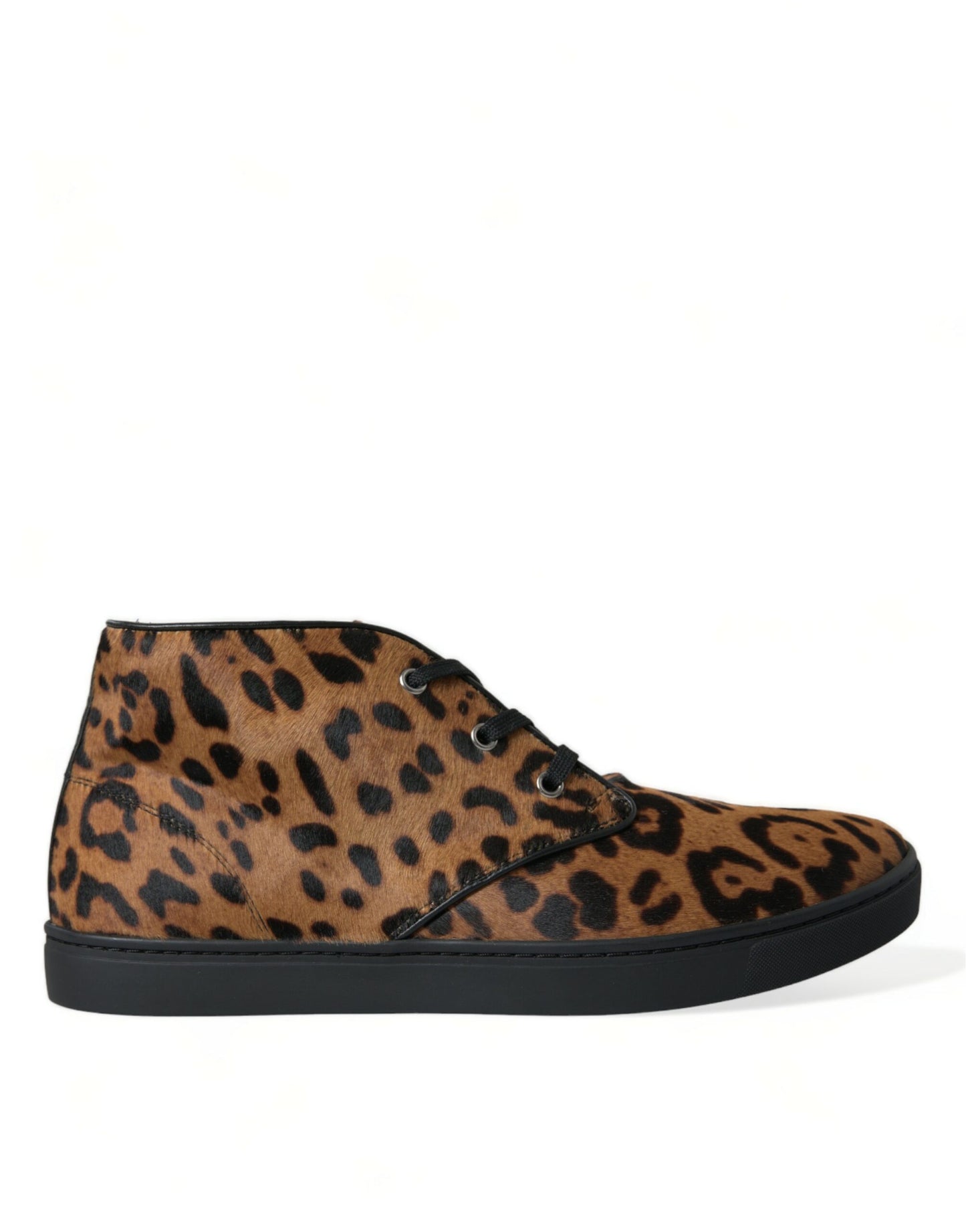 Zapatillas Dolce & Gabbana de piel de potro con estampado de leopardo marrón