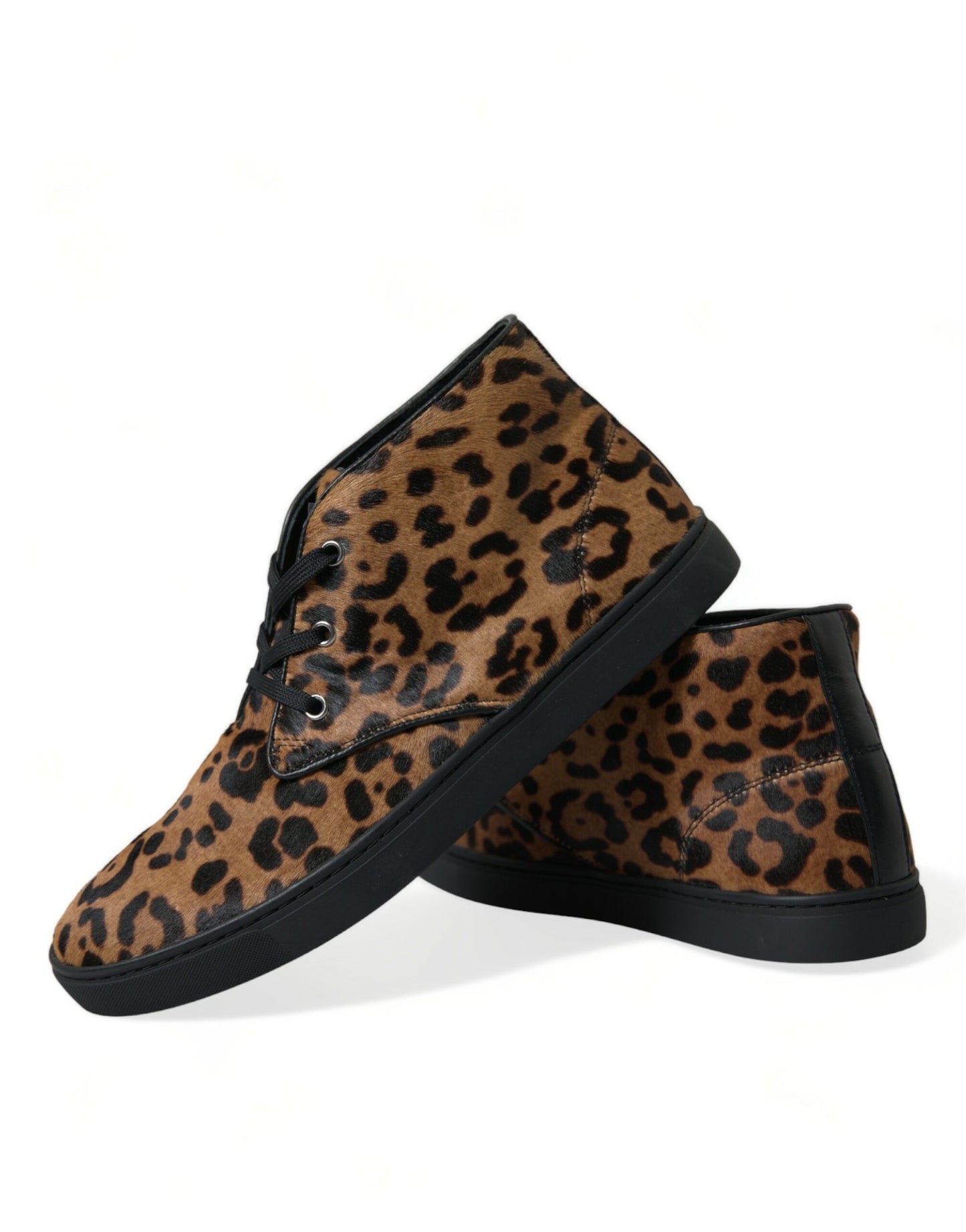 Zapatillas Dolce & Gabbana de piel de potro con estampado de leopardo marrón