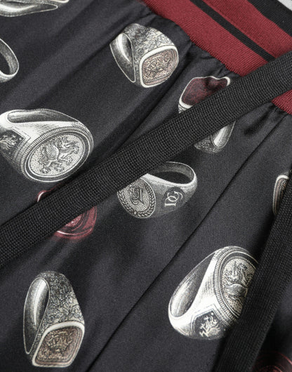 Dolce & Gabbana Pantalones de Chándal de Seda Negros con Anillo