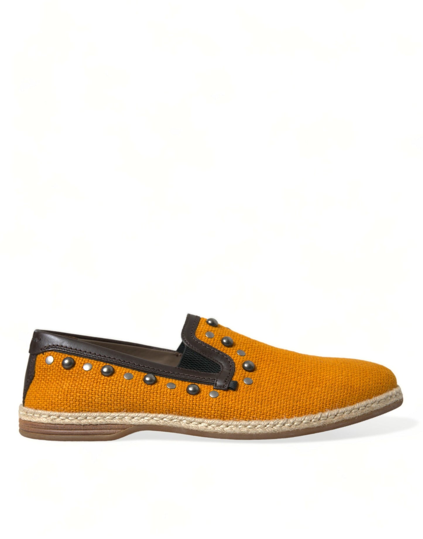 Zapatos mocasines de lino y cuero naranja con tachuelas Dolce & Gabbana