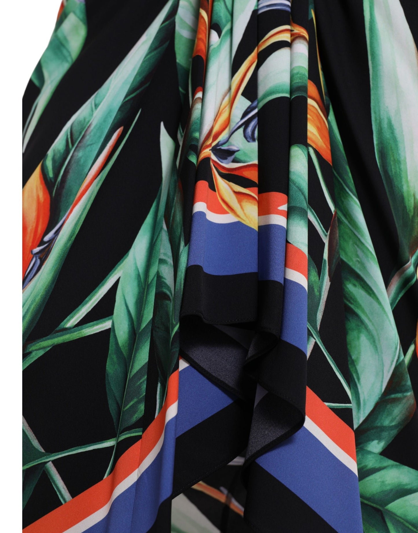 Falda midi cruzada de tiro alto Strelitzia negra de Dolce & Gabbana