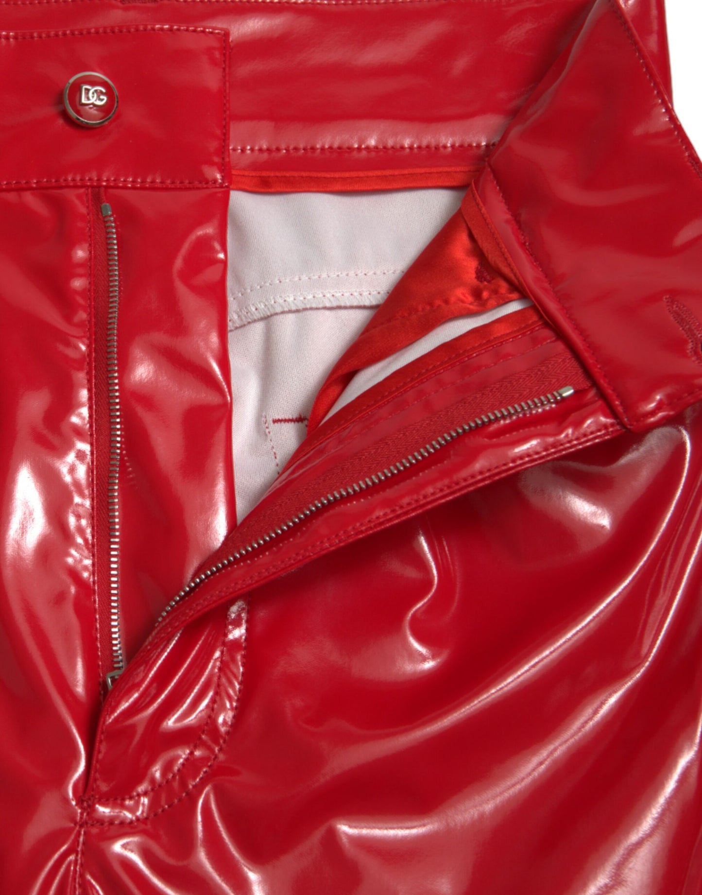 Pantalones pitillo Dolce & Gabbana rojos brillantes de tiro alto