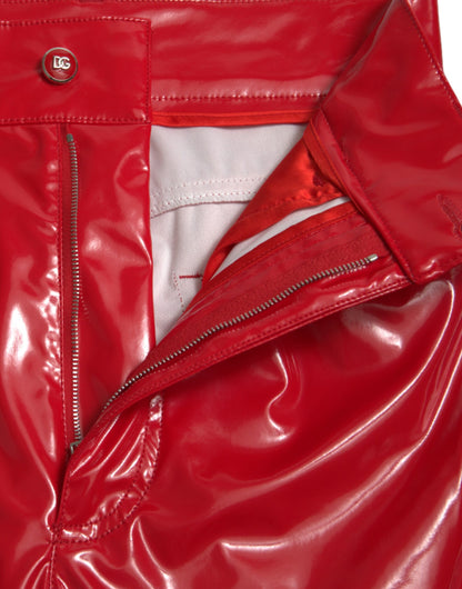 Pantalones pitillo Dolce & Gabbana rojos brillantes de tiro alto