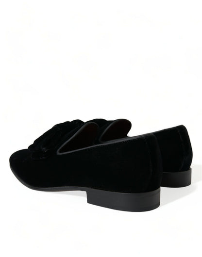 Mocasines de Terciopelo Negro Dolce & Gabbana Zapatos de Vestir Formales