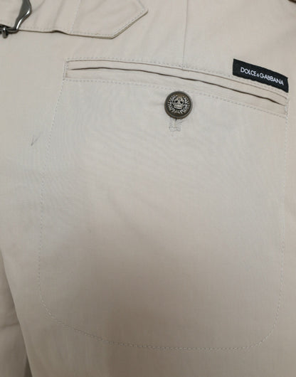 Pantalones ajustados de tiro alto de algodón beige Dolce & Gabbana
