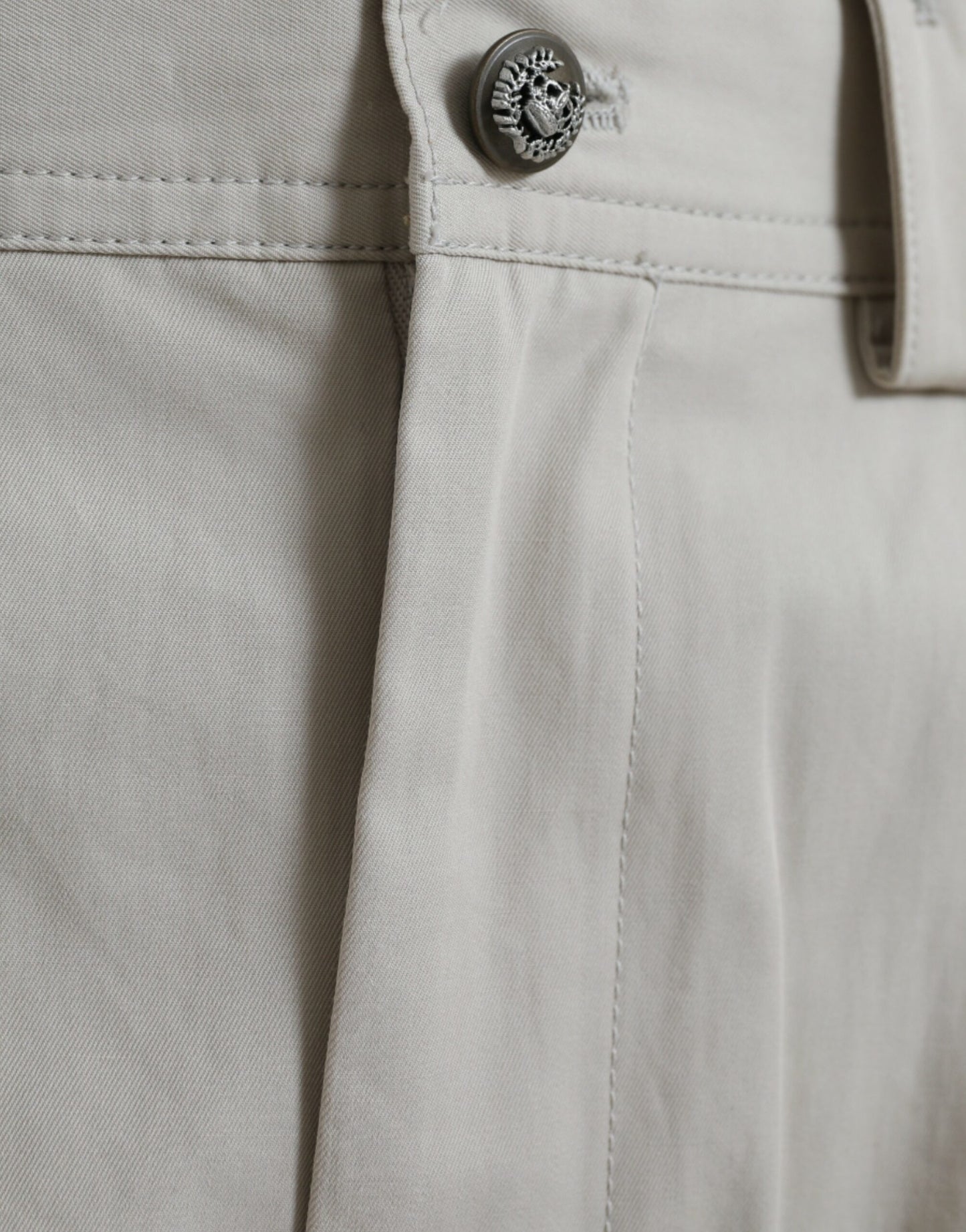 Pantalones ajustados de tiro alto de algodón beige Dolce & Gabbana