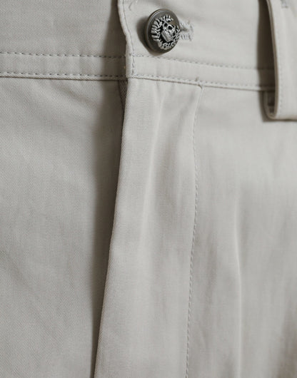 Pantalones ajustados de tiro alto de algodón beige Dolce & Gabbana