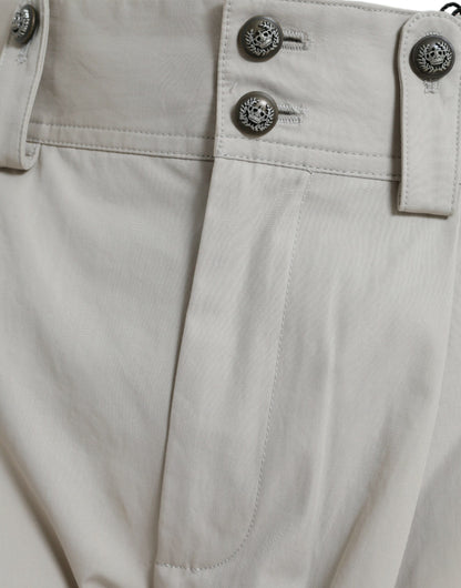 Pantalones ajustados de tiro alto de algodón beige Dolce & Gabbana