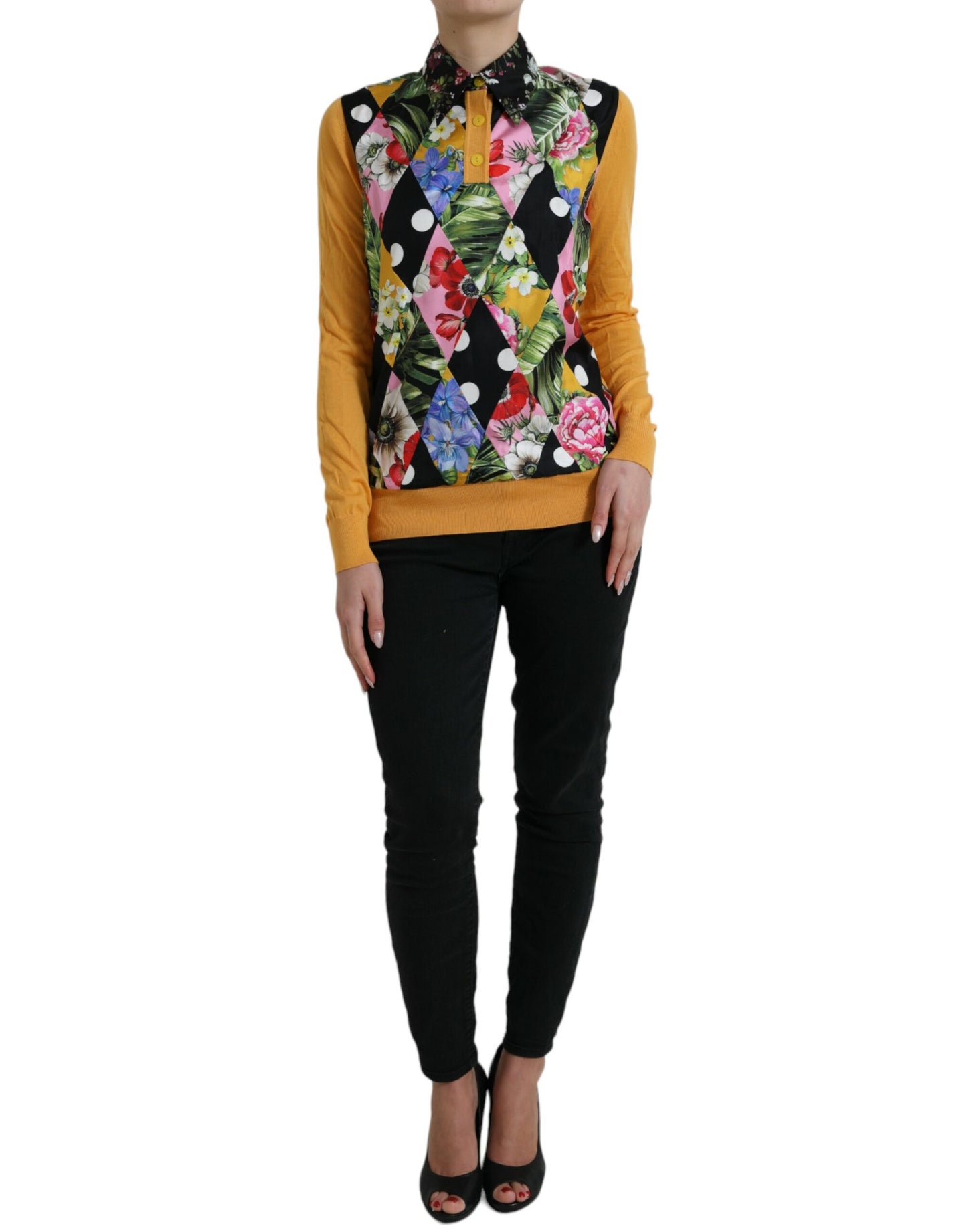 Suéter Henley de cachemira con retazos multicolor de Dolce & Gabbana