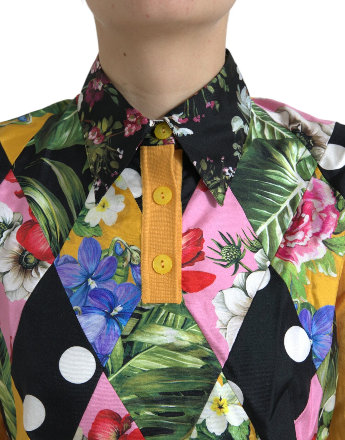 Suéter Henley de cachemira con retazos multicolor de Dolce & Gabbana