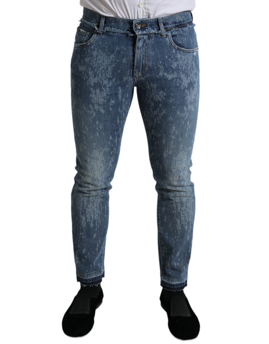 Vaqueros pitillo de algodón elástico, lavados, azul de Dolce & Gabbana