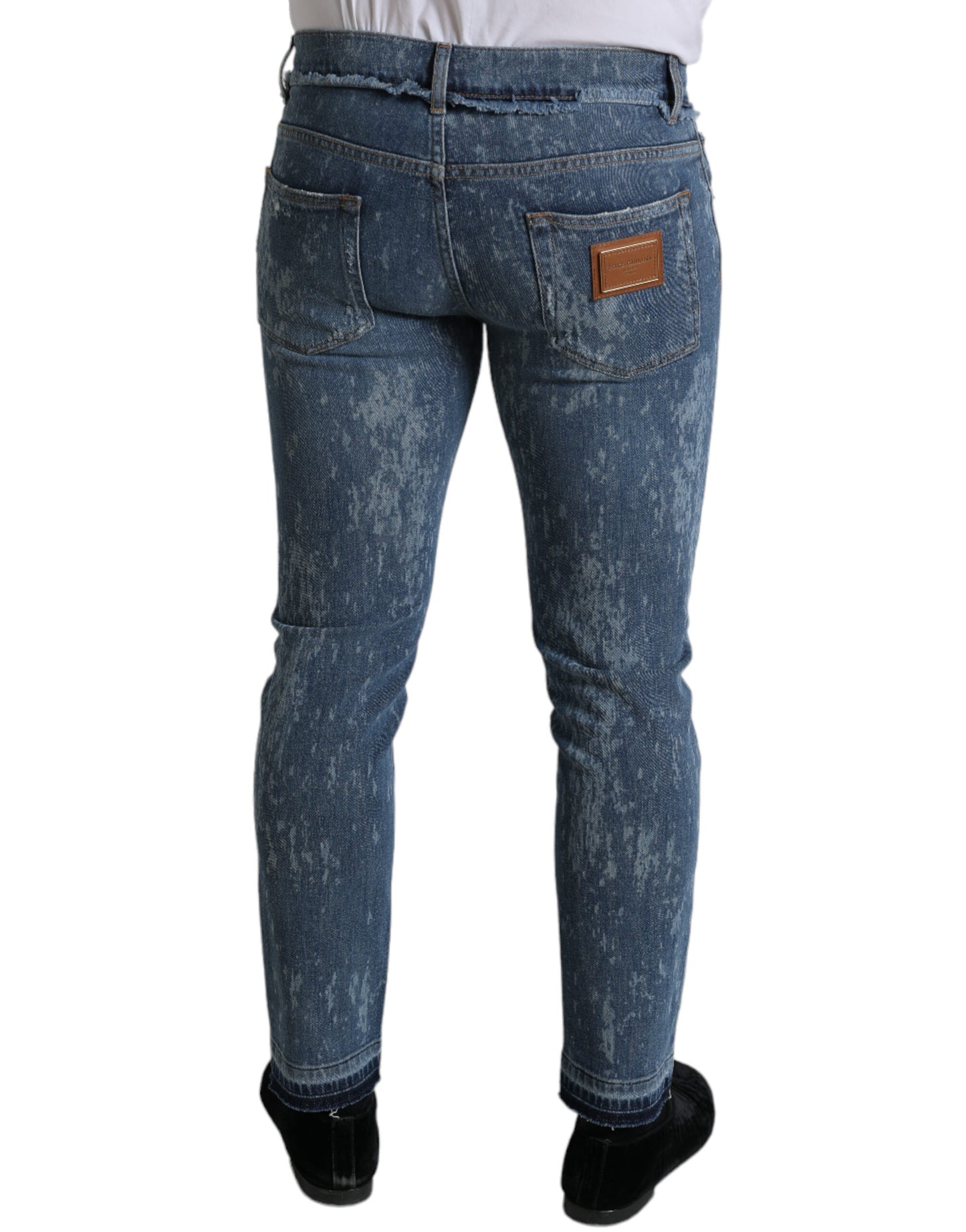 Vaqueros pitillo de algodón elástico, lavados, azul de Dolce & Gabbana