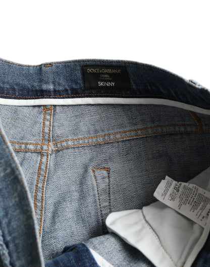 Vaqueros pitillo de algodón elástico, lavados, azul de Dolce & Gabbana