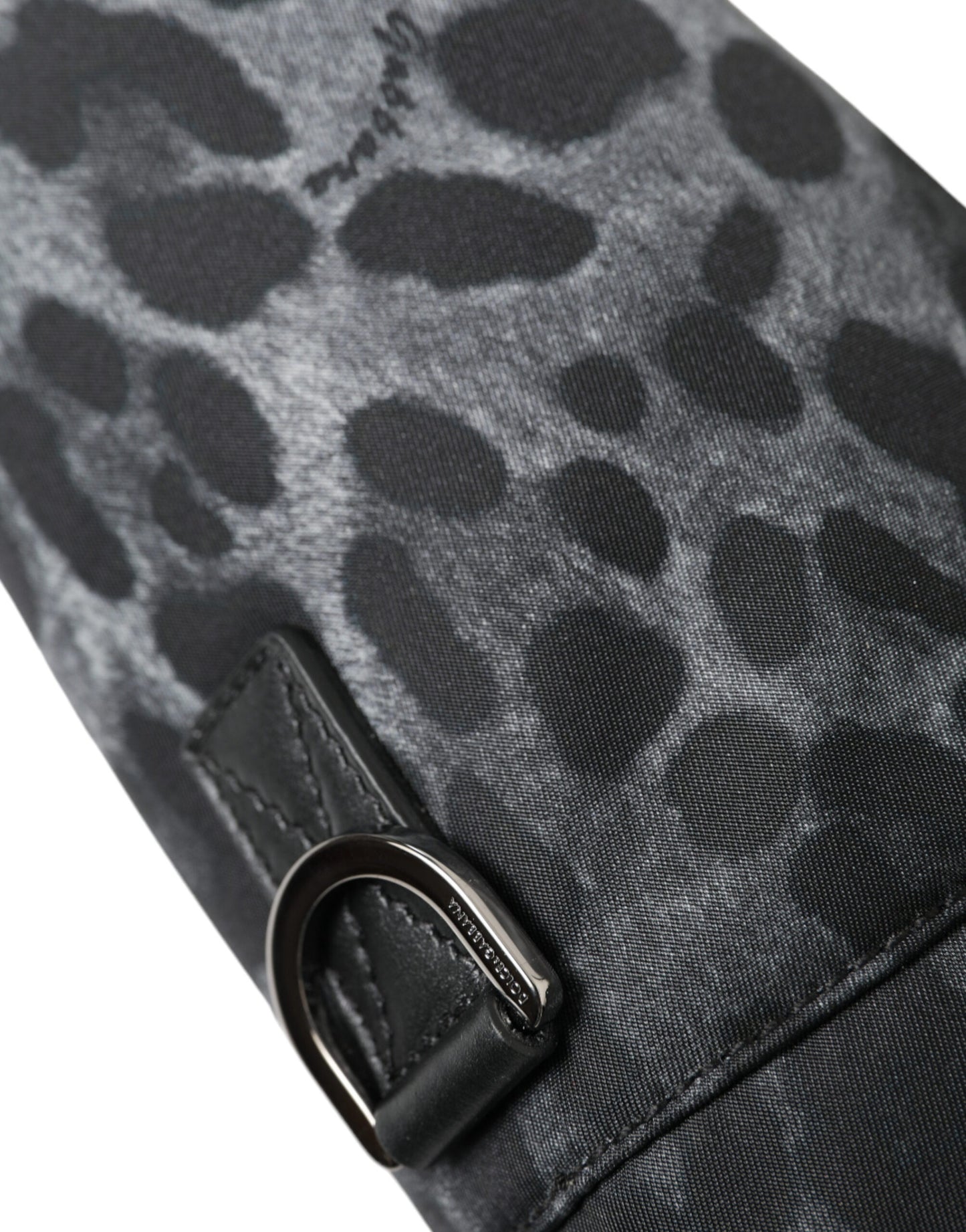 Bolso de mano esbelto redondo con estampado de leopardo negro y portabotellas Dolce & Gabbana
