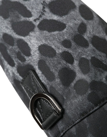Bolso de mano esbelto redondo con estampado de leopardo negro y portabotellas Dolce & Gabbana
