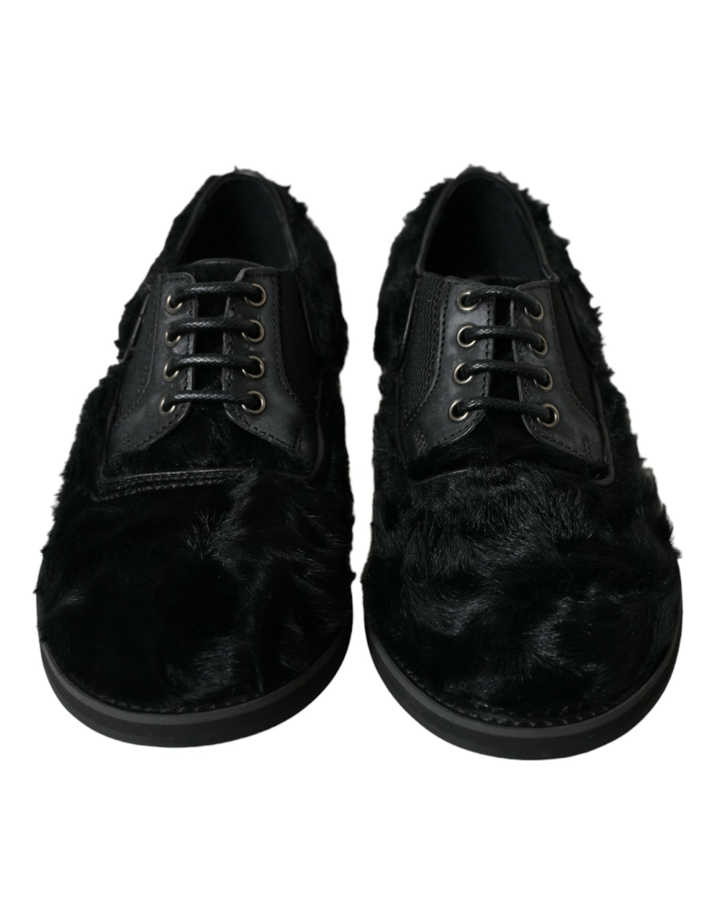 Zapatos de vestir Dolce & Gabbana Derby de cuero negro con cordones y piel