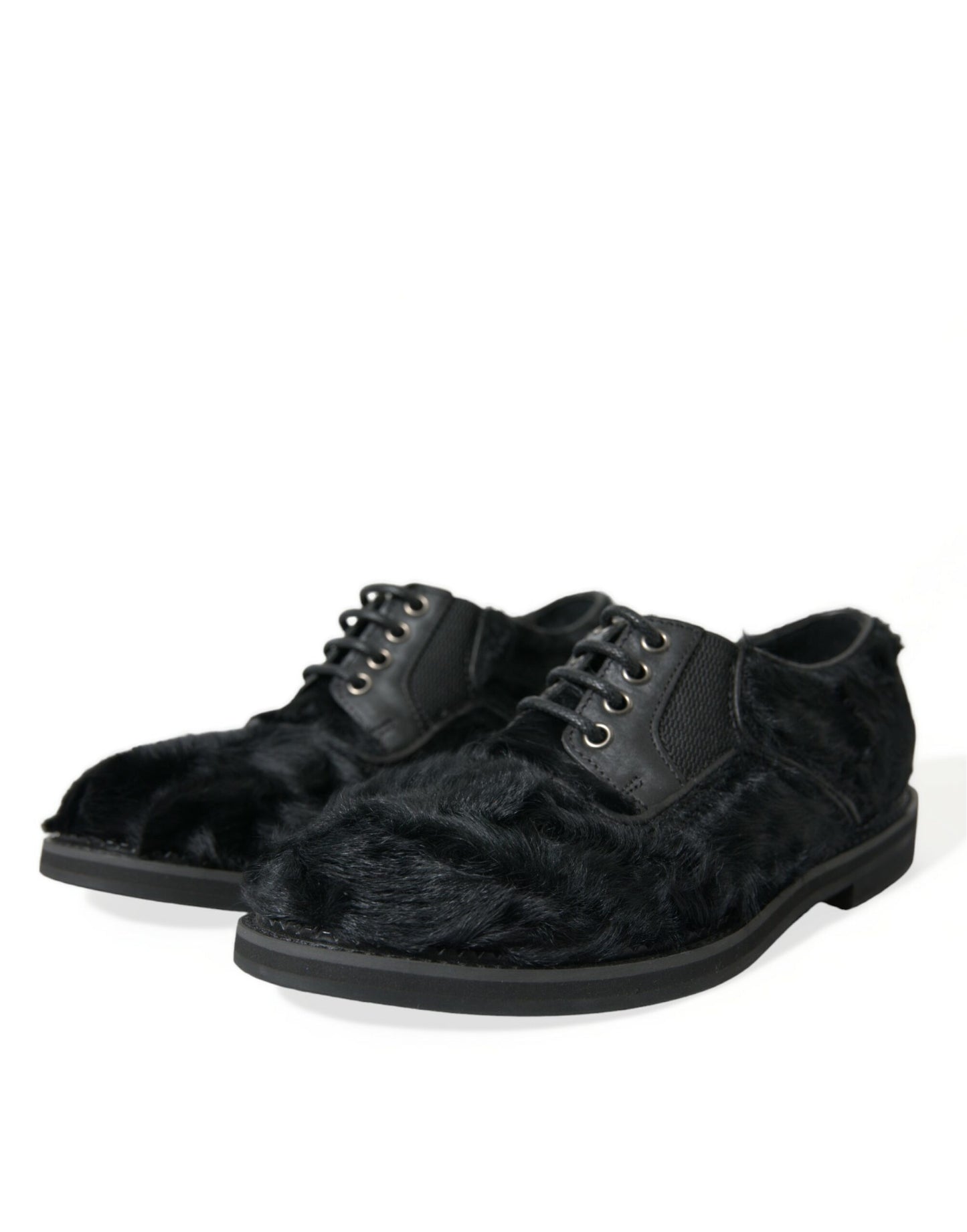 Zapatos de vestir Dolce & Gabbana Derby de cuero negro con cordones y piel