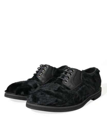 Zapatos de vestir Dolce & Gabbana Derby de cuero negro con cordones y piel