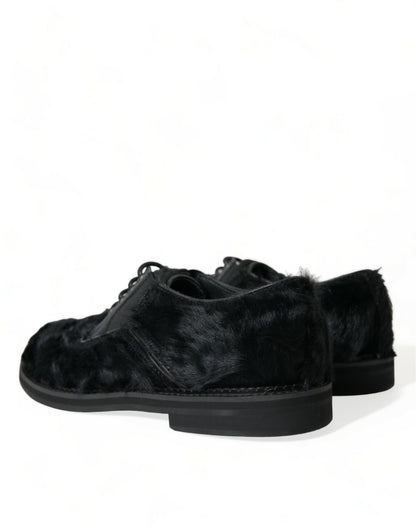 Zapatos de vestir Dolce & Gabbana Derby de cuero negro con cordones y piel
