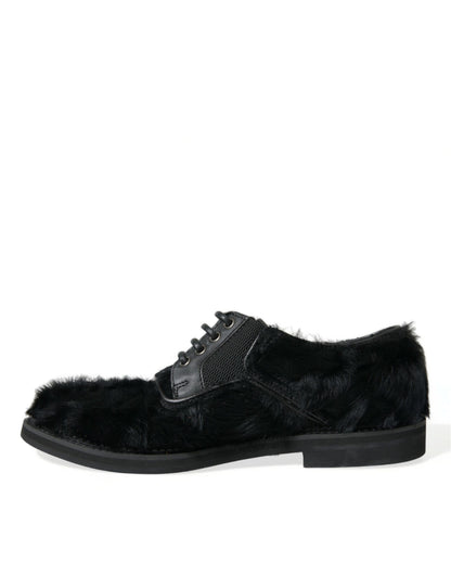 Zapatos de vestir Dolce & Gabbana Derby de cuero negro con cordones y piel