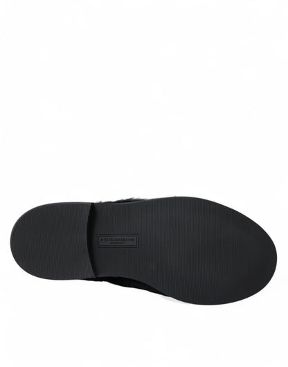 Zapatos de vestir Dolce & Gabbana Derby de cuero negro con cordones y piel
