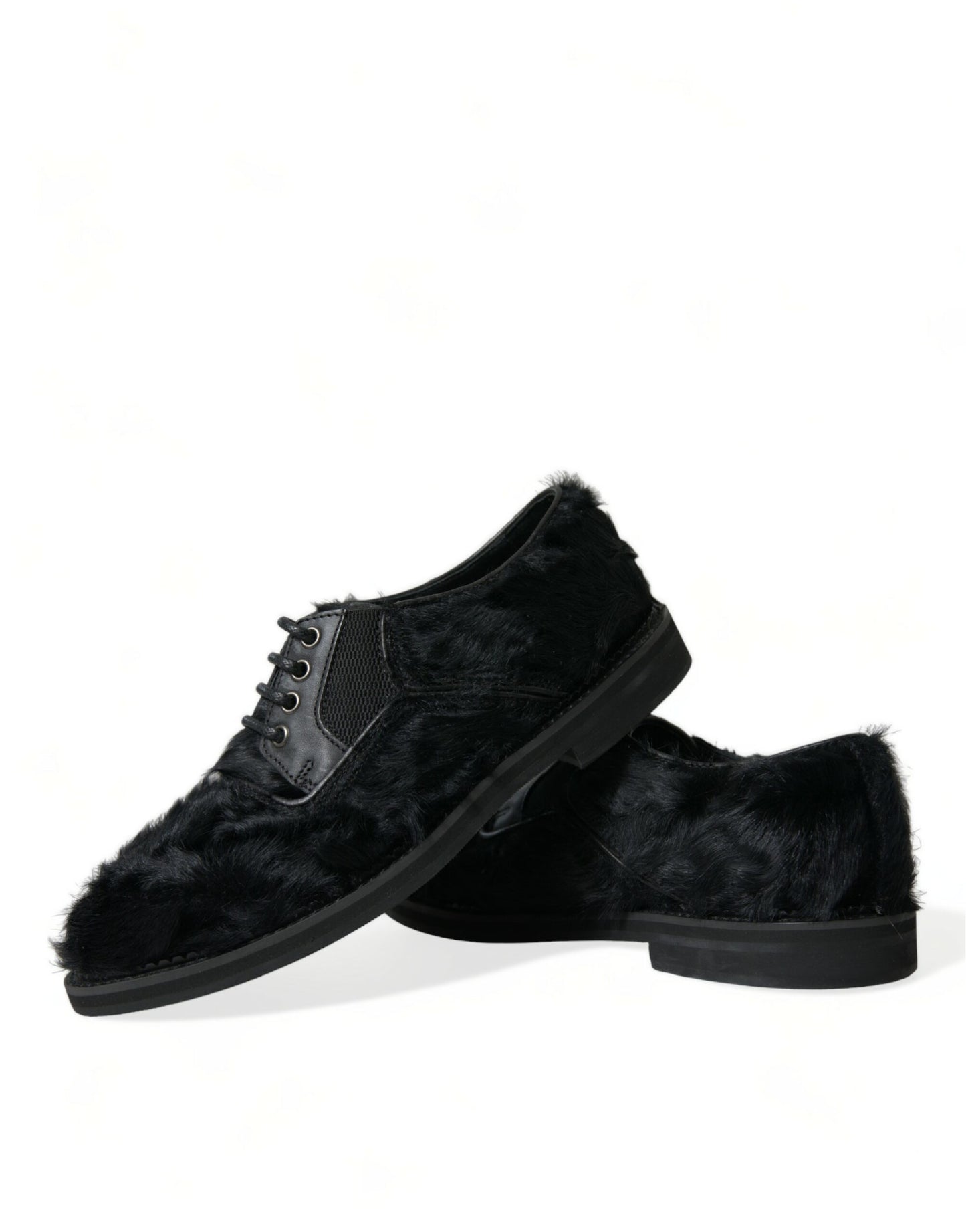 Zapatos de vestir Dolce & Gabbana Derby de cuero negro con cordones y piel