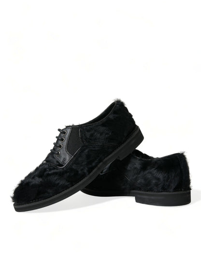 Zapatos de vestir Dolce & Gabbana Derby de cuero negro con cordones y piel