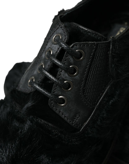 Zapatos de vestir Dolce & Gabbana Derby de cuero negro con cordones y piel