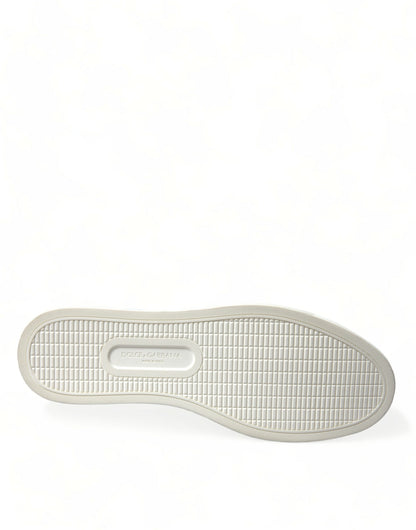 Zapatillas bajas de piel burdeos blancas con logotipo de Dolce & Gabbana