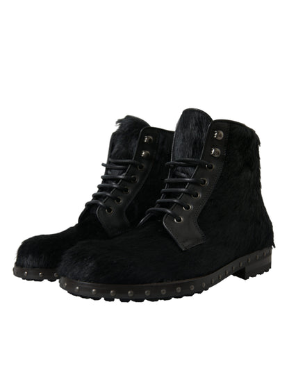 Botas de media caña de piel negra estilo potro de Dolce & Gabbana