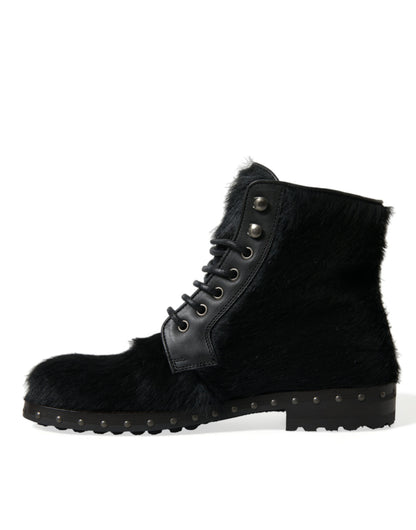 Botas de media caña de piel negra estilo potro de Dolce & Gabbana