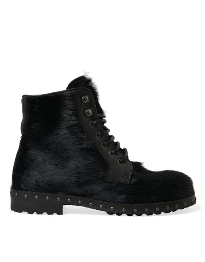 Botas de media caña de piel negra estilo potro de Dolce & Gabbana