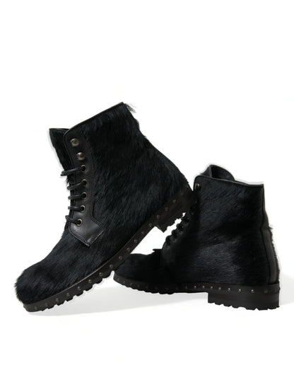 Botas de media caña de piel negra estilo potro de Dolce & Gabbana