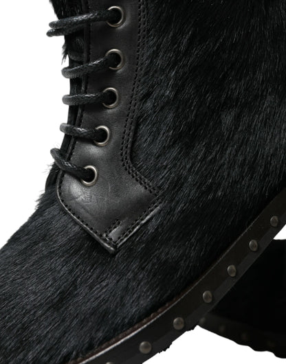 Botas de media caña de piel negra estilo potro de Dolce & Gabbana