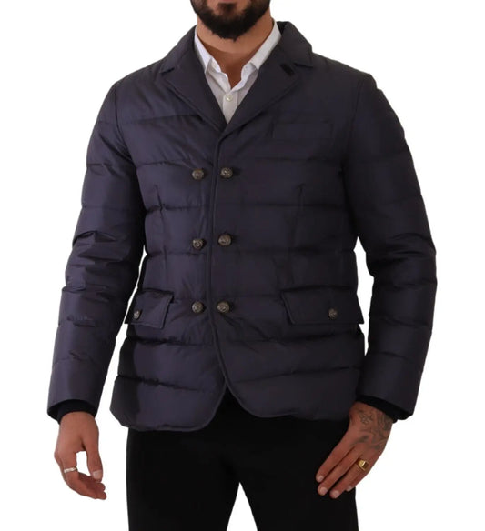 Abrigo blusón de invierno Dolce & Gabbana de seda azul de cabra
