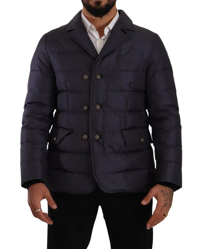 Abrigo blusón de invierno Dolce & Gabbana de seda azul de cabra