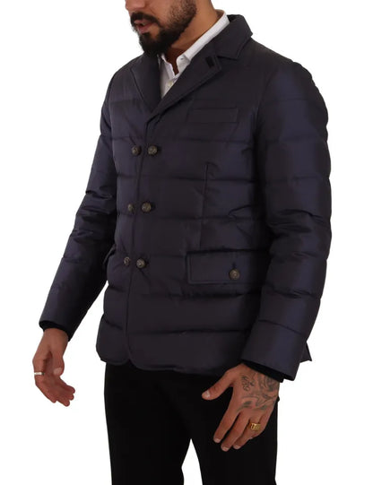 Abrigo blusón de invierno Dolce & Gabbana de seda azul de cabra