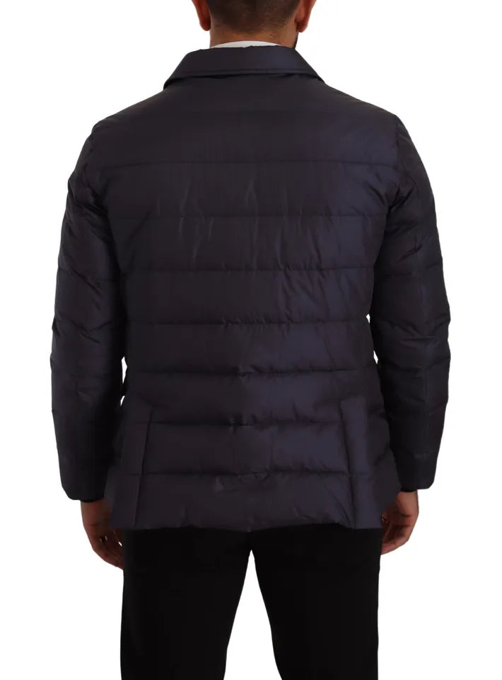 Abrigo blusón de invierno Dolce & Gabbana de seda azul de cabra