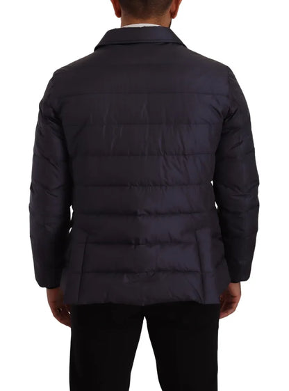 Abrigo blusón de invierno Dolce & Gabbana de seda azul de cabra