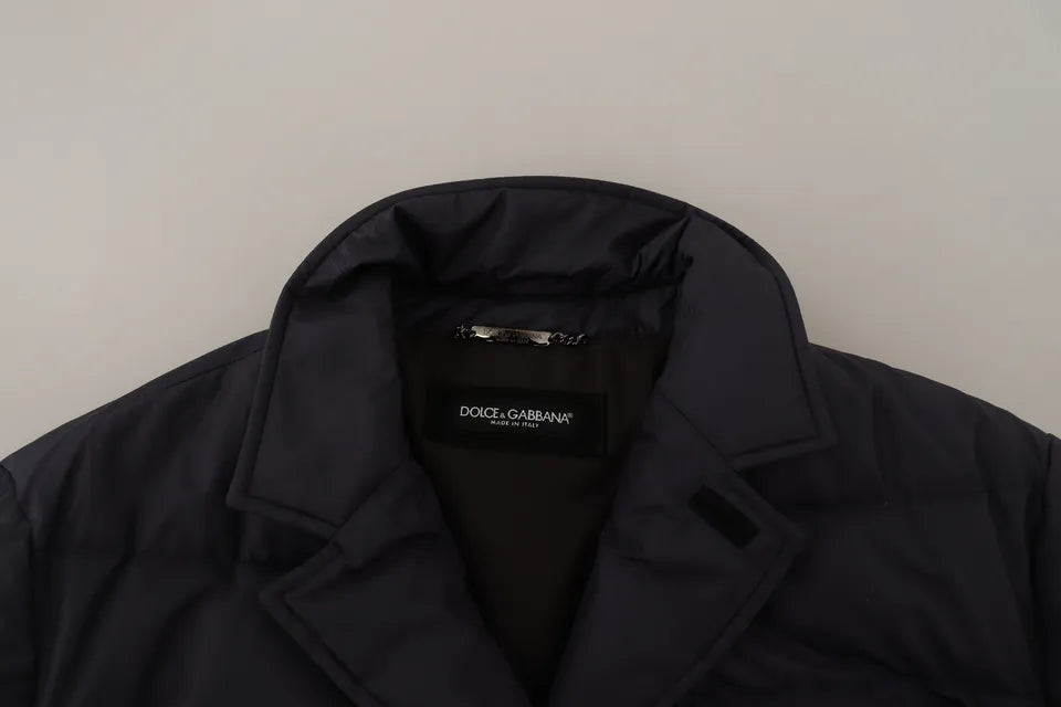 Abrigo blusón de invierno Dolce & Gabbana de seda azul de cabra