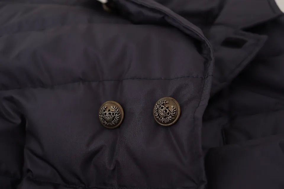 Abrigo blusón de invierno Dolce & Gabbana de seda azul de cabra