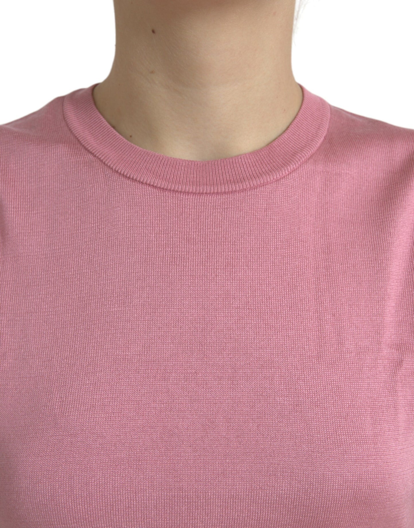 Top sin mangas corto rosa con cuello redondo Dolce & Gabbana