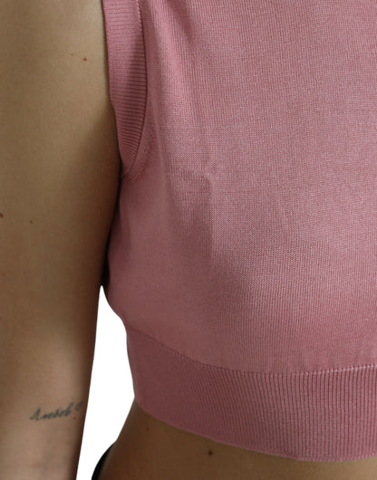 Top sin mangas corto rosa con cuello redondo Dolce & Gabbana
