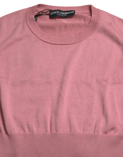 Top sin mangas corto rosa con cuello redondo Dolce & Gabbana