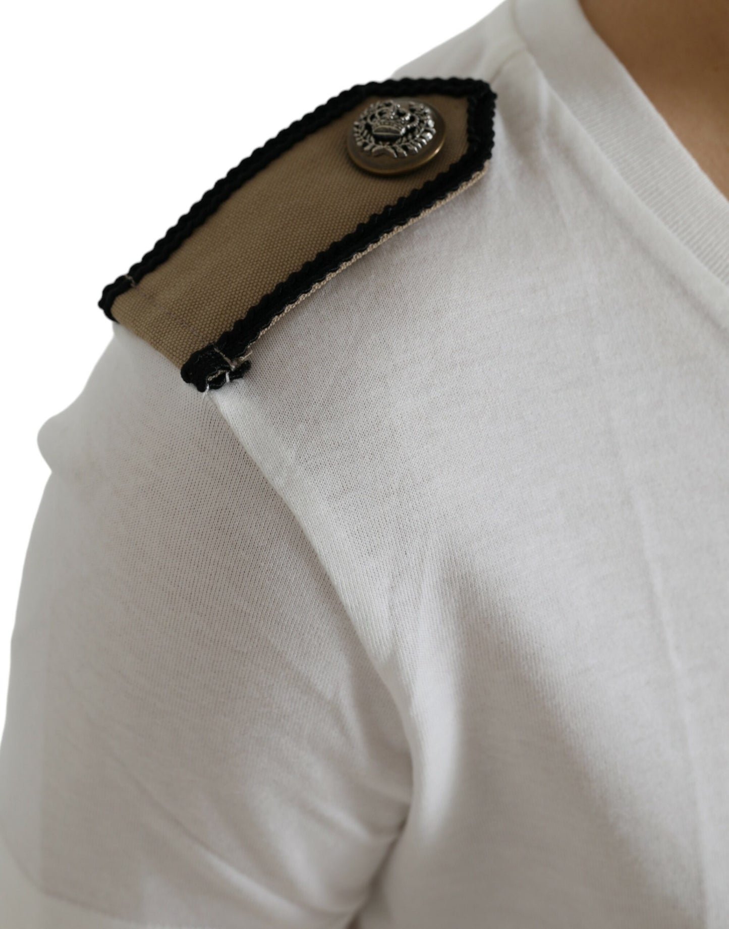 Camiseta de algodón de cuello redondo con rosas blancas y negras de Dolce & Gabbana