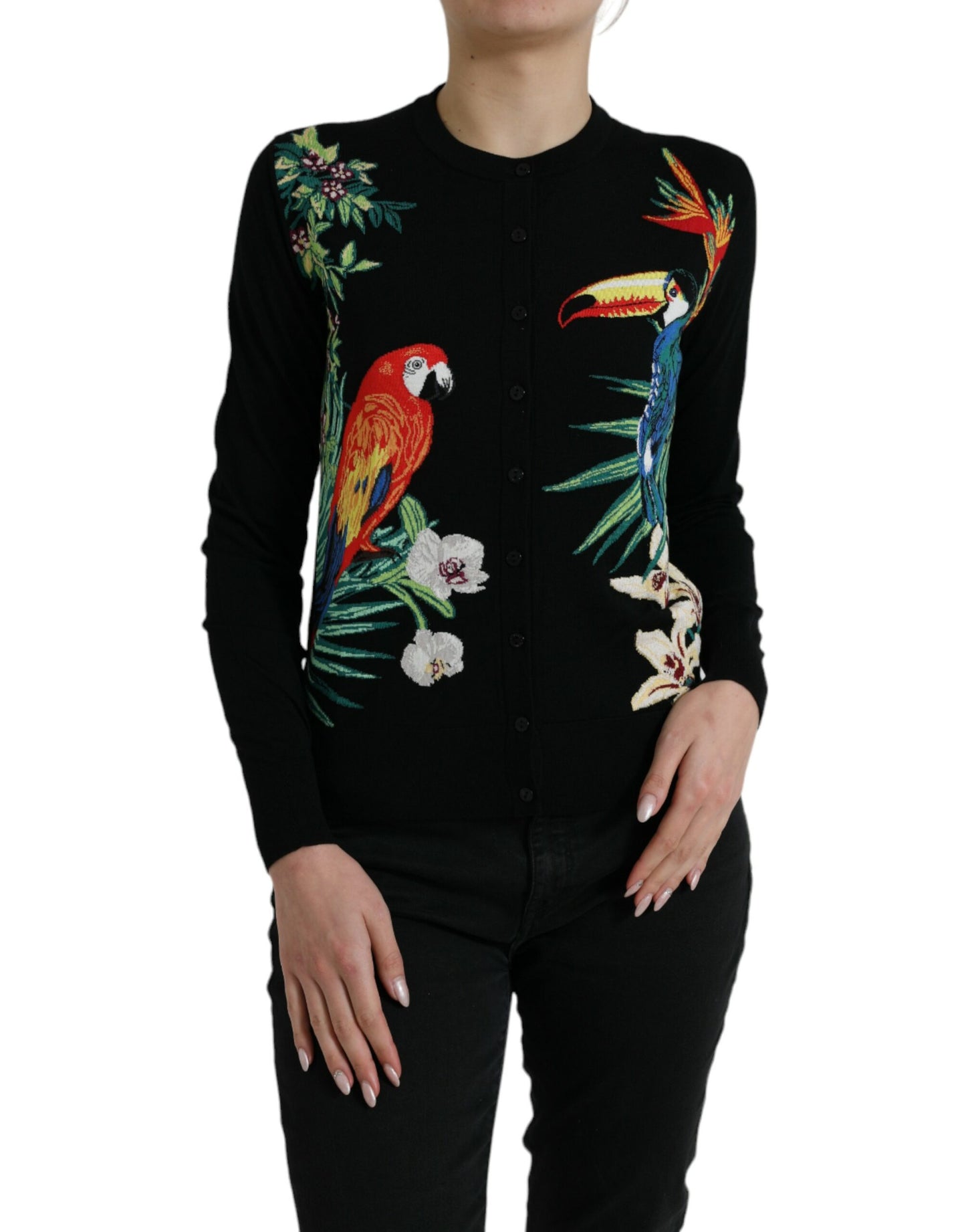 Cárdigan de lana de manga larga Black Bird de Dolce & Gabbana