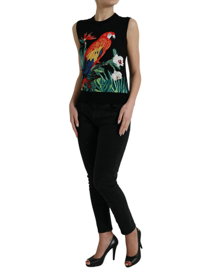 Camiseta sin mangas con cuello redondo y estampado Black Jungle de Dolce & Gabbana