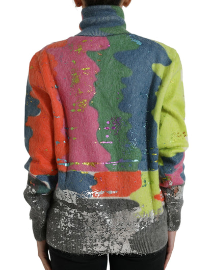 Suéter de cuello alto multicolor de mohair de Dolce & Gabbana