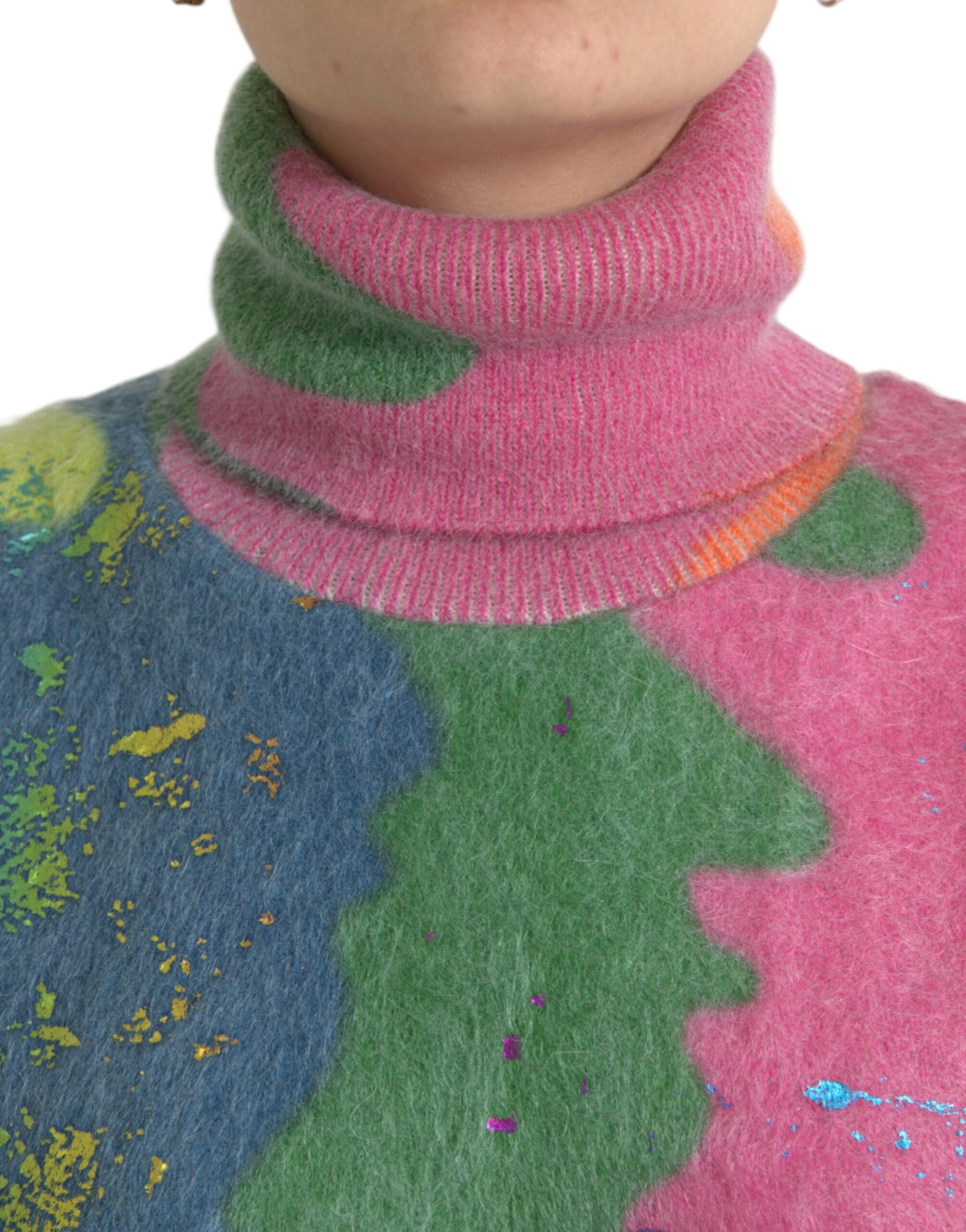Suéter de cuello alto multicolor de mohair de Dolce & Gabbana